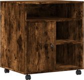 vidaXL Printerkastje met wielen 60x50x67 cm gerookt eikenkleurig