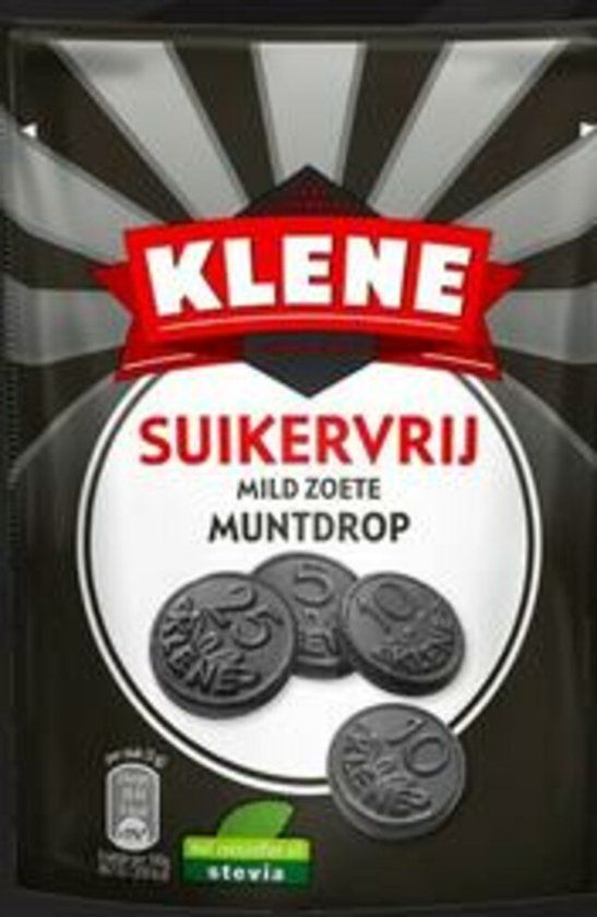 Klene Muntdrop - mild zoet - suikervrij - 100g x 12