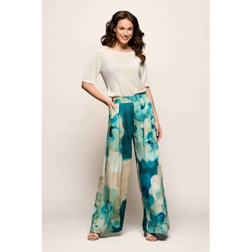 Mart Visser wide leg high waist gebloemde broek blauw