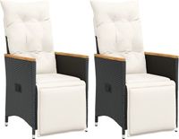 vidaXL Tuinstoelen - 2 stuks - Verstelbaar - Met kussens - Polyrattan - Zwart