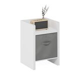 Furinno Viola bijzettafel, bijzettafel met opbergbakken, wit/lichtgrijs