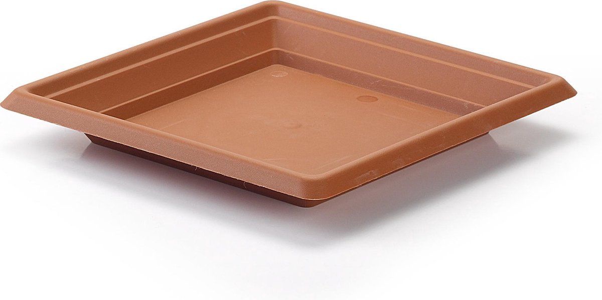 Forte Plastics Opvang schaal Plantenbak terra cotta 25 cm - Bloembak onderbord vierkant kunststof