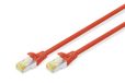 DIGITUS LAN-kabel Cat 6A – 10 m – S/FTP afgeschermd – 10 Gbit/s – 500 MHz – PoE++ – AWG 26/7 – LSZH – RJ45-netwerkkabel – Patchkabel – Compatibel met Cat6 en Cat7 – Rood