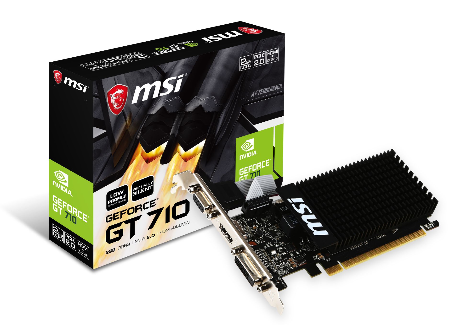 MSI GeForce GT 710 2GB GDDR3 - Low Profile - HDMI, DVI, VGA