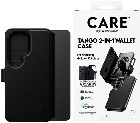 CARE by PanzerGlass Tango 2 in 1 Wallet Case geschikt voor MagSafe geschikt voor Samsung Galaxy S26 Ultra - Transparant