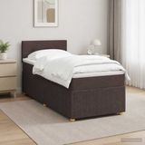 vidaXL Boxspringbed met matras, donkerbruin, 90 x 200 cm, stof
