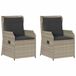vidaXL Fauteuil de jardin avec coussins, 2 pièces. Réglable, gris clair, polyrotin