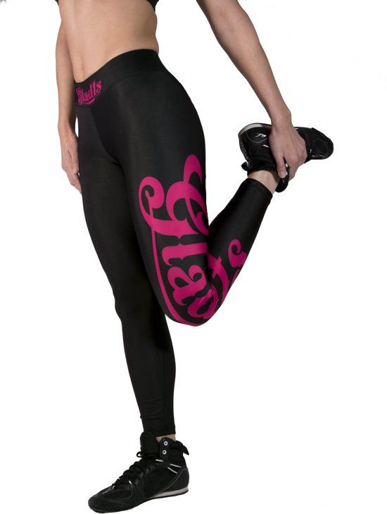 Gladts unieke leggings met top zwart met roze letters maat M