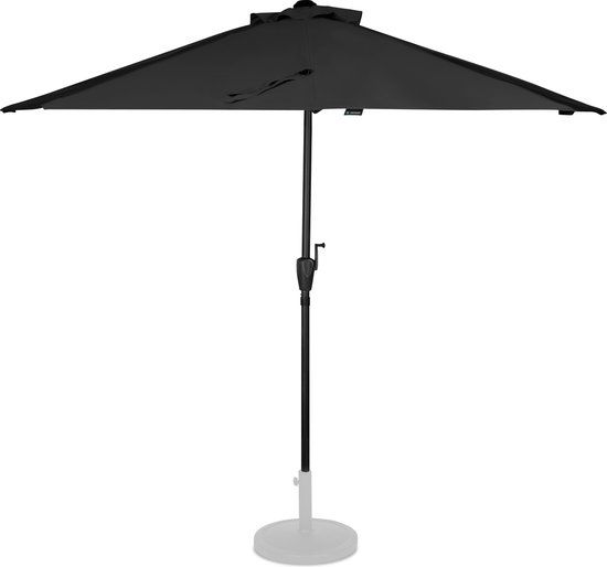 VONROC GARDEN Parasol Magione - Balkon parasol - Halfrond 270x135cm - Antraciet/zwart - Incl. beschermhoes