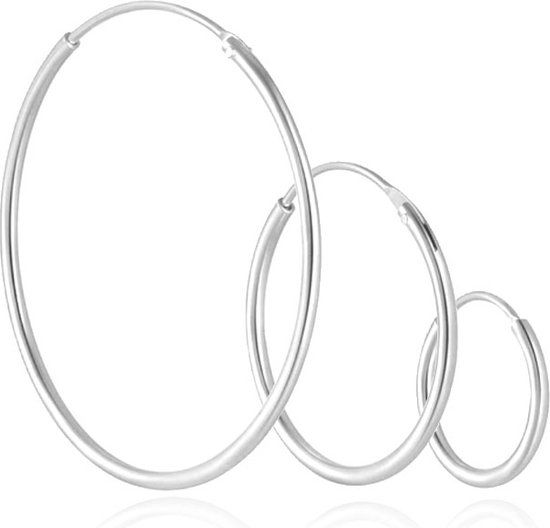 Elenza AMS Elenza Zilverkleurige Hoepel Oorbellen - 12mm, 20mm, 30mm