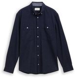 Tom Tailor - Chemise coupe droite aspect chiné - Taille XL - bleu marine fausse structure