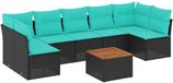vidaXL Loungeset met kussens, polyrattan, noir