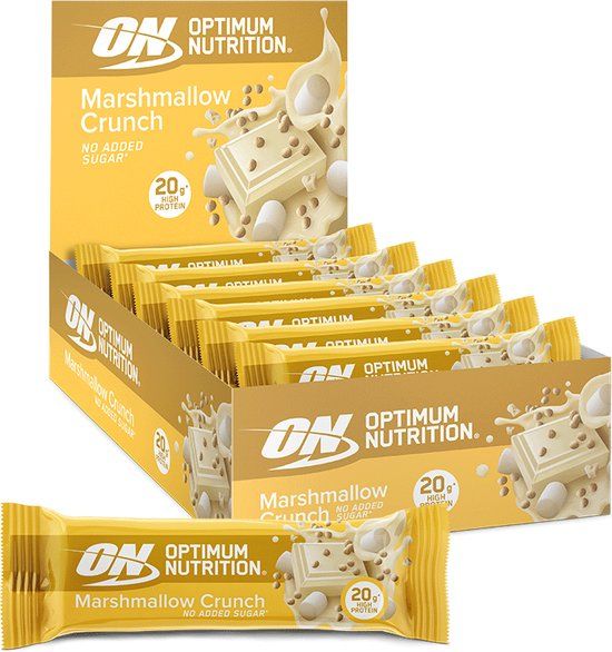Optimum Nutrition Protein Crunch Bars - Crunchy Marshmellow Proteine Repen - Vegetarisch - 10 Eiwitrepen (650 gram)