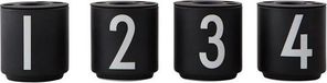 Design Letters set espressokopjes ZWART met nummers 1 2 3 4