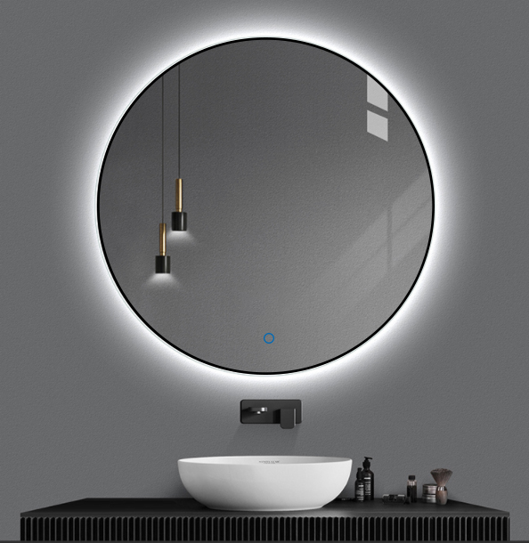 Badkamerplanet Badkamerspiegel Rond LED Mat Zwart 60 cm met Spiegelverwarming
