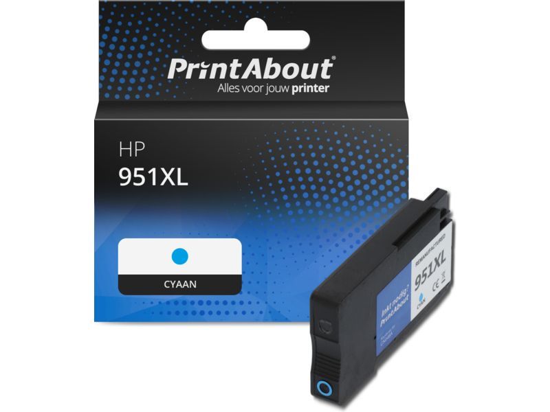 PrintAbout Inktcartridge 951XL (CN046AE) Cyaan Hoge capaciteit geschikt voor HP