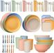 Bol 62-delige set vaatwerk onbreekbaar pour 5 personnes, set assiettes et bols de camping, set de table pique-nique léger, assiettes en plastique colorées pour barbecue, tasses, bols, couverts, fourchettes, beige
