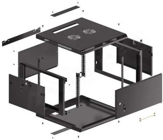 Lanberg 19 Inch Wandrack - 6U - 600 x 600 mm - Zwart