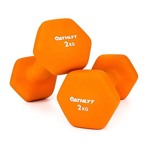 Athlyt Hand Dumbbells Neoprene Pairs Unisex - Home Dumbbell Weights & At Home Workout Equipment - Indoor Weight Training & Gym Home Fitness - Various Colours in 1 kg, 2 kg, 3 kg, 4 kg, 5 kg, 6 kg