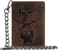 GREENBURRY Vintage Wallet With Chain Brown Rebel-Skull