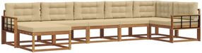 vidaXL - Ensemble de salon d'angle - 7 places - Bois d'acacia - Naturel et beige