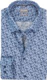 OLYMP Luxor comfort fit chemise - longueur de manche 7 - dobby - bleu clair et foncé avec motif vert - Repassage facile - Tour de cou : 42 (taille UE : L)