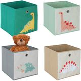 Merkloos Relaxdays Opbergmand kinderkamer - set van 4 - opvouwbaar - dino
