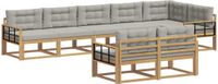 vidaXL - Bank loungeset - 8 zitplekken - Wit en lichtgrijs - Polyester
