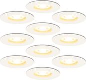 HOFTRONIC 10x Bari inbouwspots - Wit - GU10 - 4 Watt - 345 lumen - 2700K warm wit - Dimbaar - IP65