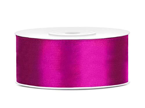 Partydeco Satijnen lint satijn cadeaulint fuchsia 25 mm breed