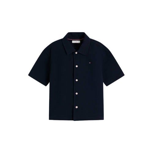 Tommy Hilfiger casual overhemd met textuur donkerblauw