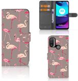 B2Ctelecom Motorola Moto E20 | E30 | E40 Housse de téléphone avec porte-cartes Flamant rose
