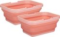 Alpina Wasmand/draagmand opvouwbaar - 2x - kunststof - 19 L - 38 x 28 x 18 cm - Zalmroze