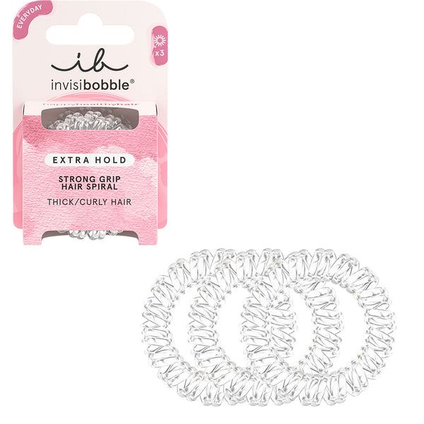 invisibobble Original Extra Hold Crystal Clear - 3 stuks - Haarelastiekjes - Zwart