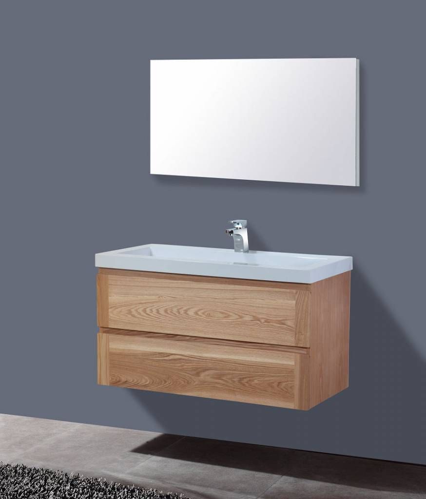 Badkamerplanet Nola Wood Eiken Badkamermeubel 100 cm met Spiegel