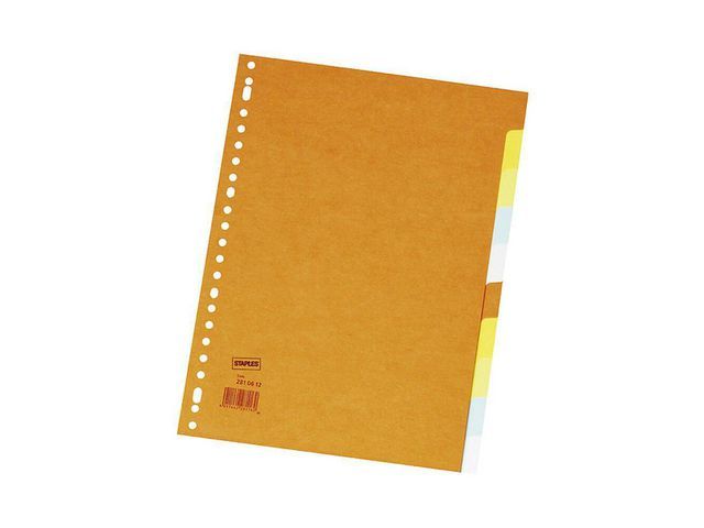 Staples Tabbladen gekleurd karton 23 rings, A4, 10 onbedrukte tabs
