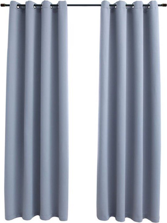 vidaXL Gordijn verduisterend met metalen ringen 2 stuks 140x225 cm grijs