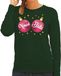Bellatio Decorations Foute kersttrui / sweater groen met roze Xmas Balls borsten voor dames - kerstkleding / christmas outfit S