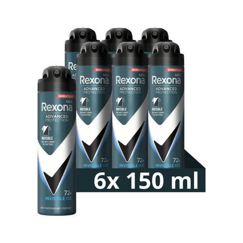 Rexona Rexona Men Advanced Protection Invisible Ice anti-transpirant spray - 6 x 150 ml - voordeelverpakking