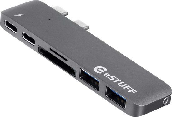 eSTUFF ES84122-GREY interface hub USB 3.2 Gen 1 (3.1 Gen 1) Type-C 5000 Mbit/s Grijs
