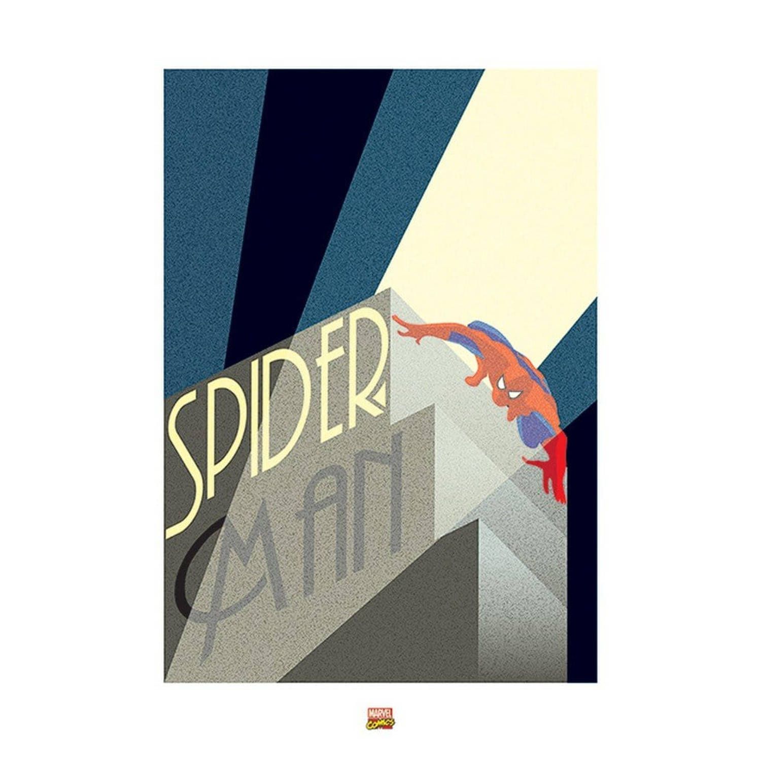 Pyramid Marvel Deco Spiderman Building Art Print 60x80cm