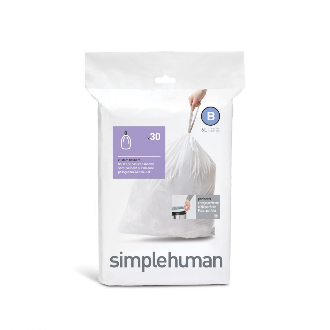 simplehuman CW0161 - Afvalzakken - 6,0 liter - Wit - 30 stuks