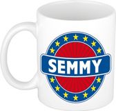 Bellatio Decorations - Semmy voornaam - koffiemok - beker - wit/blauw - 300 ml - Cadeau - Heren - Collega - Vaderdag - Verjaardag