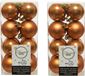 Decoris kleine kerstballen - 32x st - cognac bruin - 4 cm - kunststof