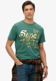 Superdry Workwear T-shirt met metallic print - Heren - T-shirts - S - Pine Green Slub