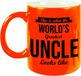 Bellatio Decorations Oom cadeau mok / beker This is what the worlds greatest uncle looks like - neon oranje - verjaardag / bedankje
