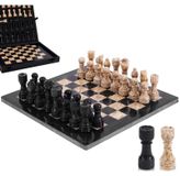 Jeu d'échecs en marbre - 34 pièces - 30,5 x 30,5 cm - Veinage unique - Pour table basse et bureau