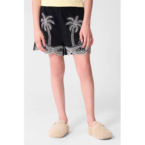 Shoeby high waist casual short zwart broderie