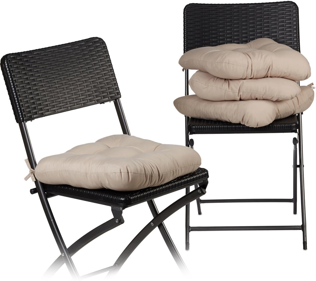 Relaxdays - zitkussen 4 stuk - stoelkussen - tuinkussen - extra zacht - kussen grijs