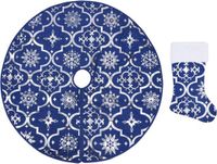 vidaXL Jupe de sapin de Noël luxe avec pied 122 cm tissu bleu